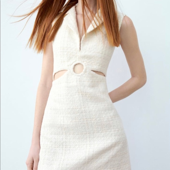 NWT ZARA TEXTURED CUT OUT DRESS | L - Picture 8 of 14